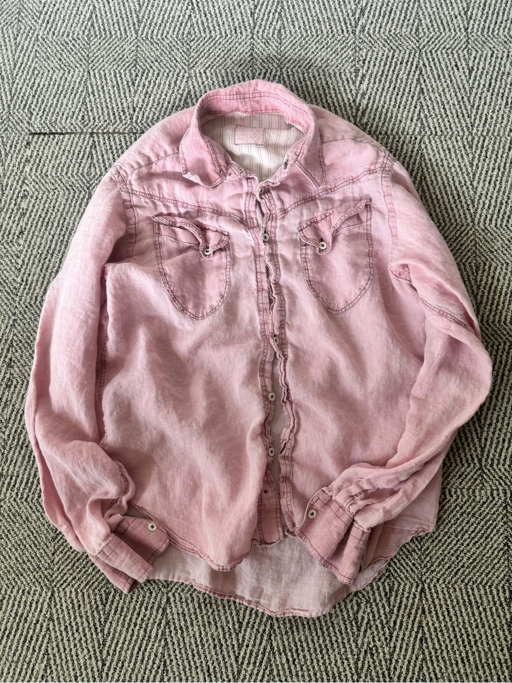 Billy Reid Dusty Pink Button-Down Linen Shirt Size medium